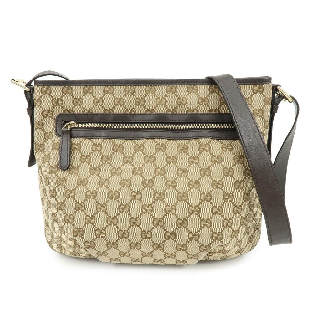 Gucci GG Canvas & Leather Shoulder Bag Beige